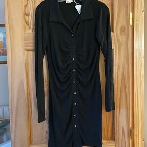 Hem & Thread Elegant Black Button-Down Dress